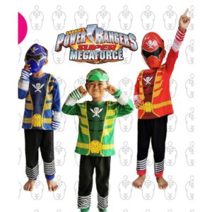 Kostum Baju Anak Power Rangers 3 warna merah biru hijau